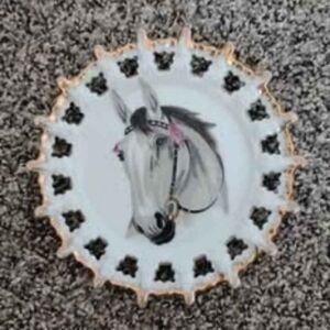 Decorative Horse Plate with Gold Accents